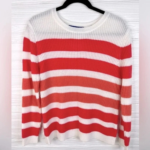 Apt 9 White Pullover Sweater with Multi Pink Stripes Size Medium - Picture 2 of 11